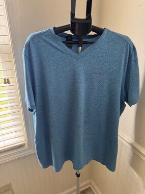 Eddie Bauer Heathered Sky Blue V-Neck Performance Tee Size 2XL